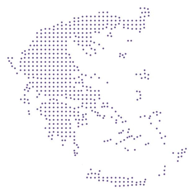 Mapa de Grecia diseño de patrón punteado círculo púrpura