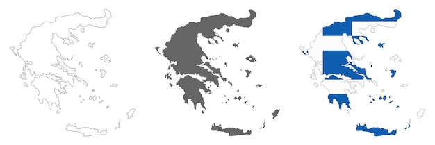 Mapa de grecia muy detallado con bordes aislados en el fondo