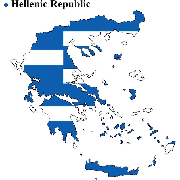 Mapa de Grecia con su bandera