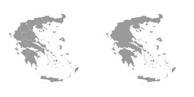 Mapa gris de Grecia con regiones administrativas Ilustración vectorial