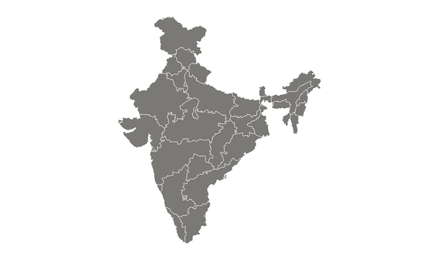 Vector mapa gris de la india