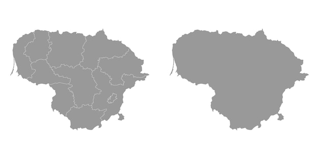 Mapa gris de Lituania con condados Ilustración vectorial