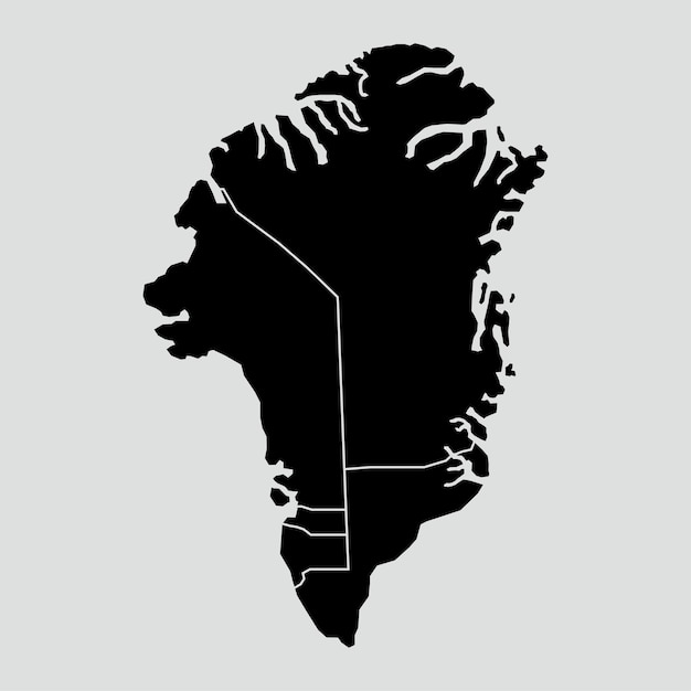 mapa de Groenlandia con regiones aisladas sobre un fondo blanco mapa de groenlandia ilustración vectorial