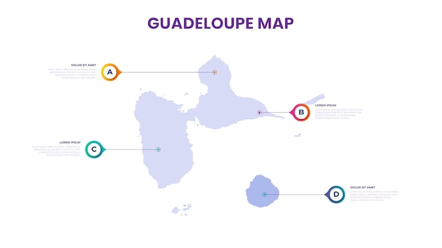 Un mapa de Guadalupe Ilustración vectorial infográfica de Guadalupe con datos e información sobre el país