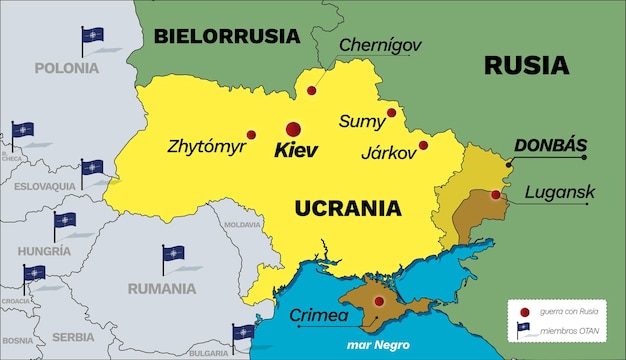 Vector mapa guerra rusia vs ucrania