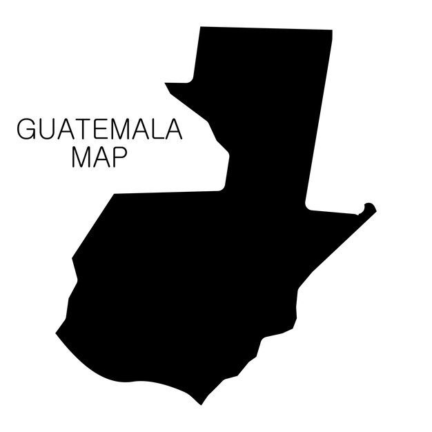 Mapa de Guetemala y nombre del país aislado sobre fondo blanco.