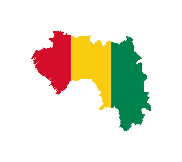 Mapa de Guinea con la bandera nacional