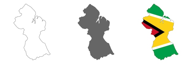 Mapa de Guyana muy detallado con bordes aislados en el fondo