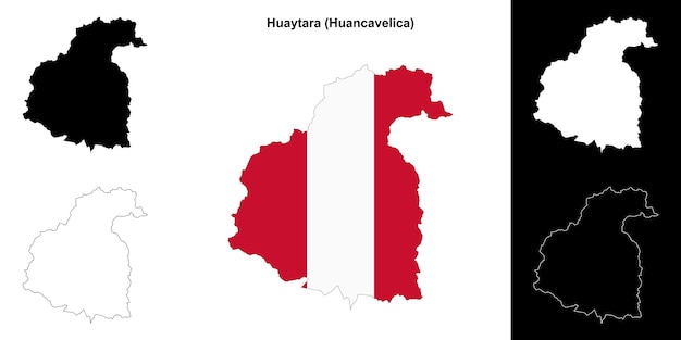Mapa de Huaytara Huancavelica Perú con bandera y contorno