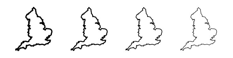 Vector mapa del icono de inglaterra conjunto de símbolos de señales de contorno