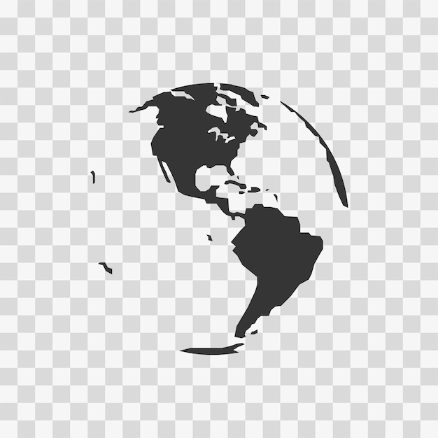 Mapa de icono negro de globo en estilo plano sobre fondo transparente Vector signo aislado