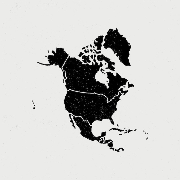 mapa de icono vintage de américa del norte mapa vintage de america del norte con regiones aisladas en fondo blanco