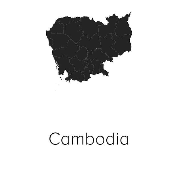 Mapa Ilustración vectorial de Camboya Contorno de silueta Mapa de viajes y turismo de Camboja