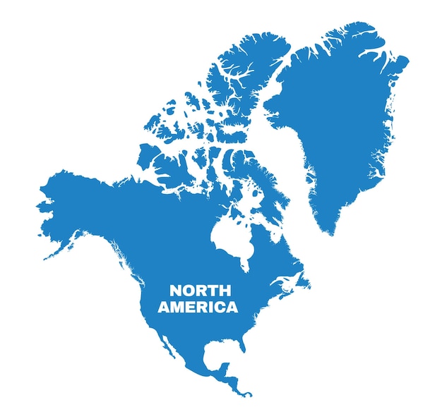 Mapa ilustrado de vector plano simple de América del Norte