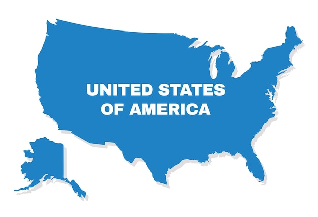 Mapa ilustrado de vectores planos simples de los Estados Unidos de América