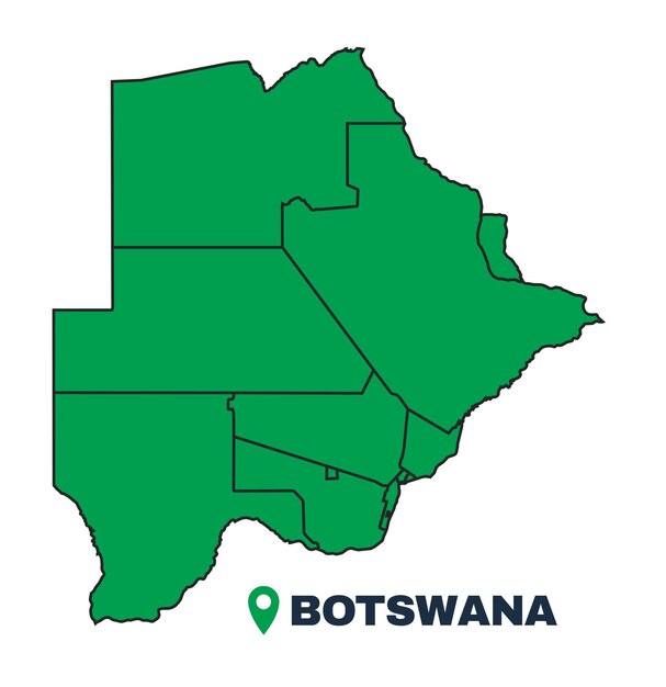 Mapa ilustrativo simple de vectores planos de Botsuana