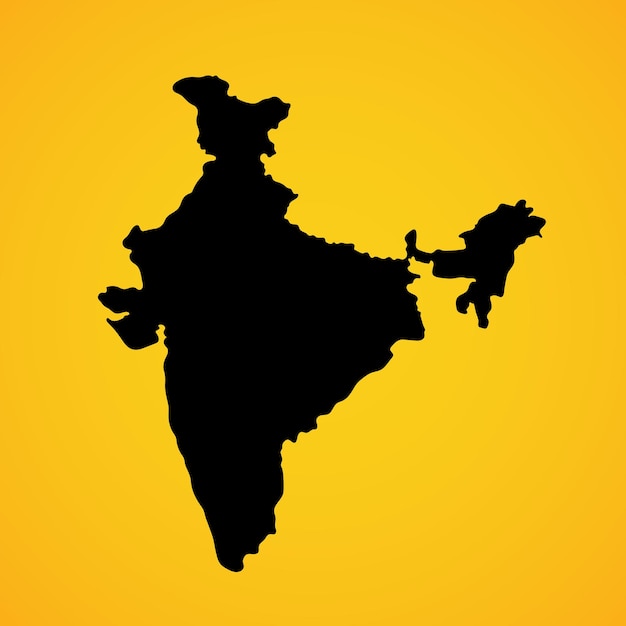 Mapa de India silueta aislado sobre fondo amarillo