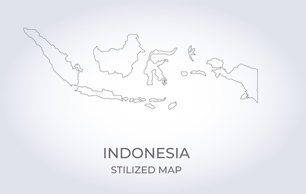 Mapa de Indonesia en un estilo minimalista estilizado