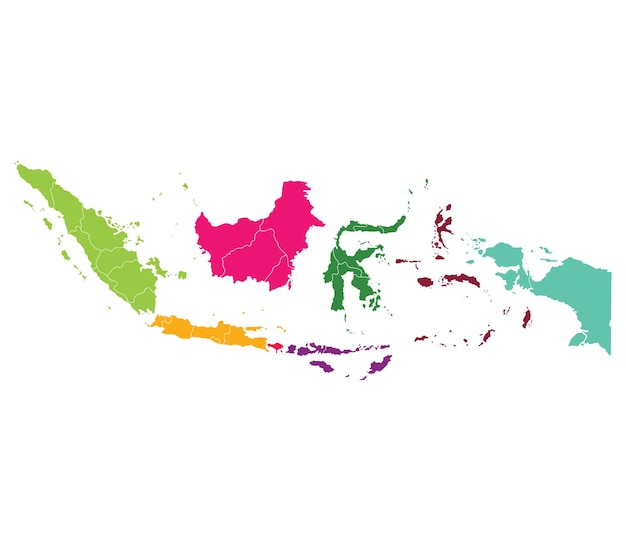 Mapa de Indonesia en ocho regiones principales