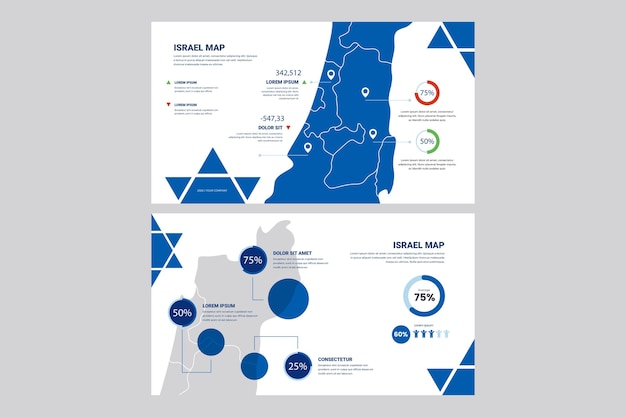 Vector mapa infográfico lineal de israel