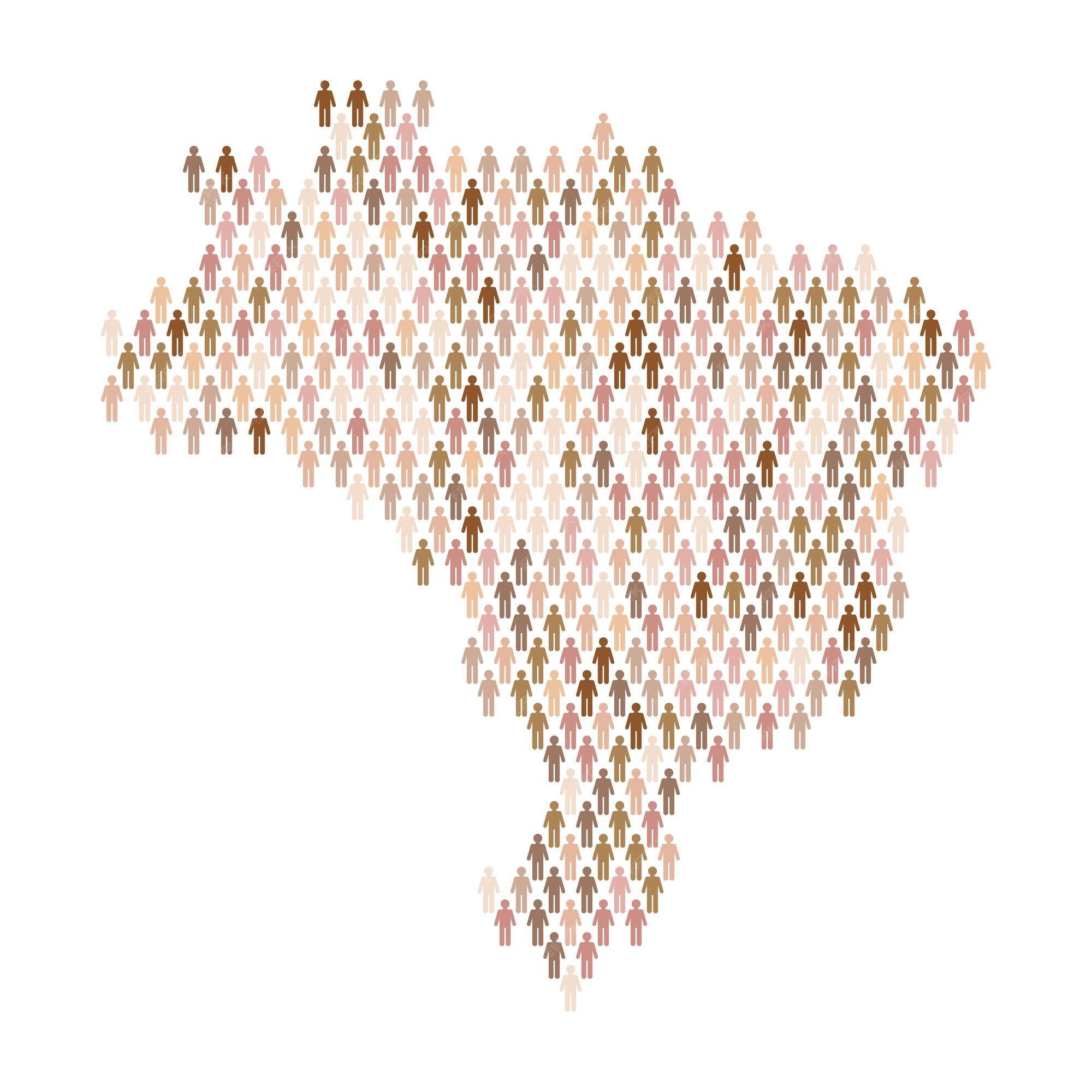 Mapa infográfico de la población de brasil hecho con figuras de palo