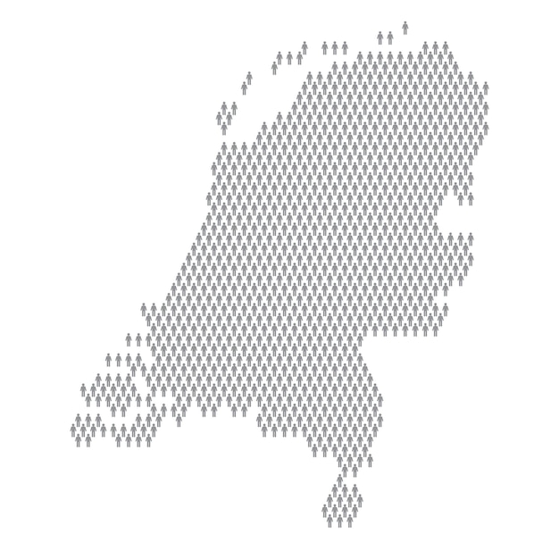 Mapa infográfico de la población holandesa hecho con figuras de palo