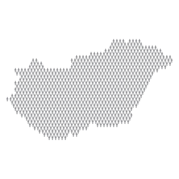 Mapa infográfico de la población de Hungría hecho con figuras de palo