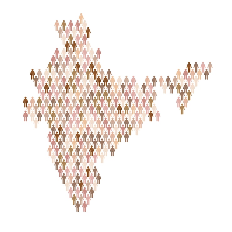 Vector mapa infográfico de la población de india hecho con figuras de palo
