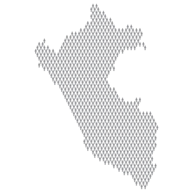Mapa infográfico de la población de Perú hecho con figuras de palo