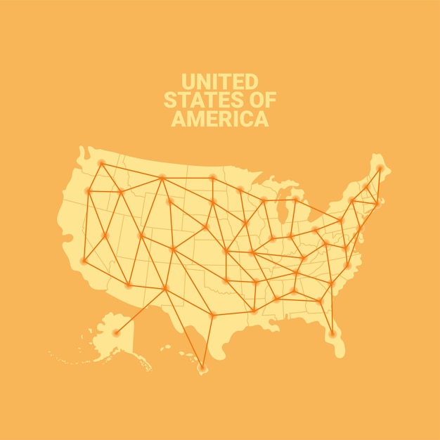 Mapa de interconexión de estados unidos