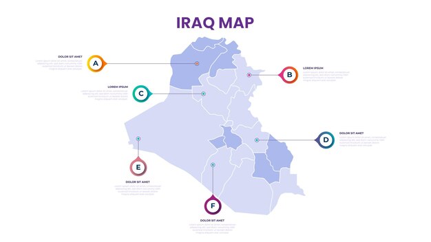 Un mapa del Iraq Ilustración vectorial infográfica del Iraq con datos e información sobre el país