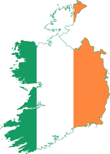 Mapa de Irlanda con los colores de la bandera irlandesa