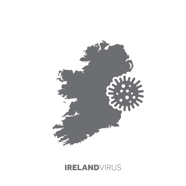 Mapa de irlanda con una enfermedad microbiana de virus y un brote de enfermedad