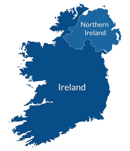 Mapa de Irlanda y Irlanda del Norte Mapa de la isla de Irlanda Mapa en color azul