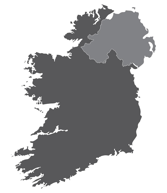 Mapa de Irlanda y Irlanda del Norte Mapa de la isla de Irlanda Mapa en color gris