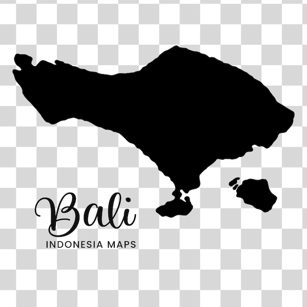 Mapa de la isla de Bali con el título Mapa de la Isla de Bali está aislado en un fondo blanco