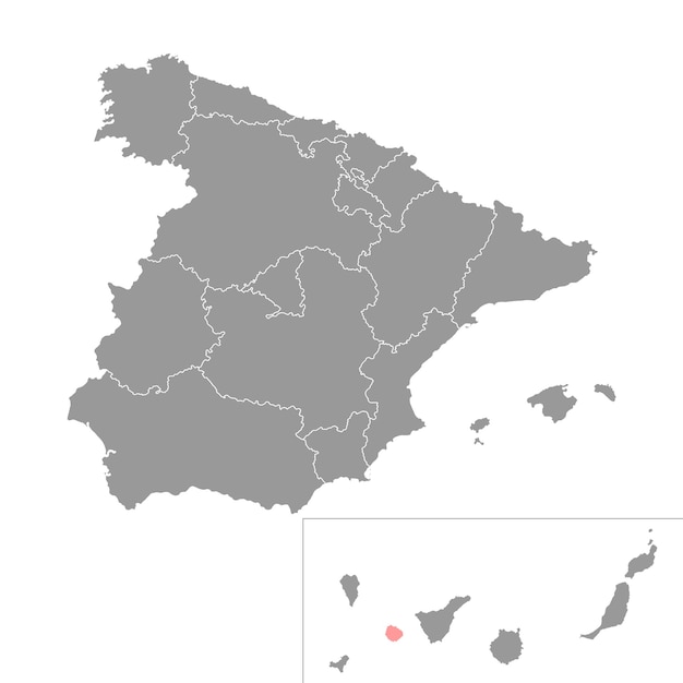 Mapa de la isla de La Gomera Región de España Ilustración vectorial