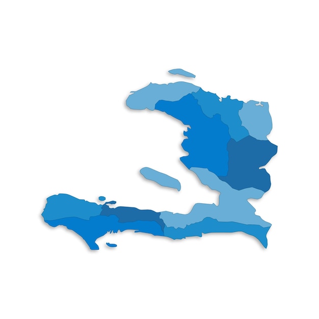 Mapa de la isla de Haití con regiones de frontera resaltadas estados aislados en fondo blanco Mapa modelo de Haití Ilustración vectorial detallada