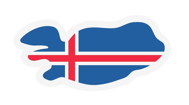 Mapa de Islandia con los colores de la bandera nacional pegatina de viaje abstracta