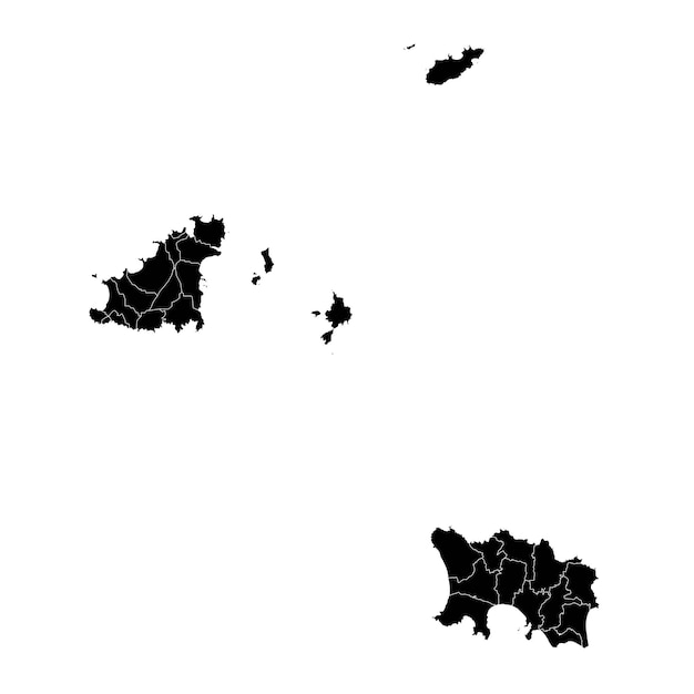 Mapa de las Islas del Canal con divisiones administrativas Ilustración vectorial