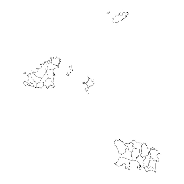 Vector mapa de las islas del canal con divisiones administrativas ilustración vectorial