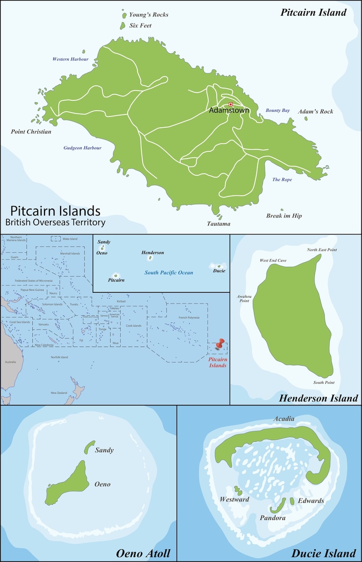 Vector mapa de las islas pitcairn