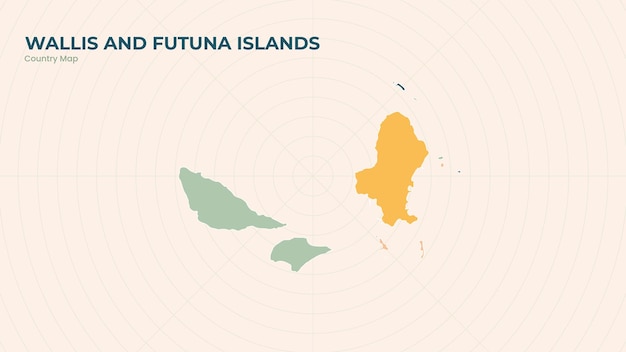 Mapa de las islas Wallis y Futuna aisladas Estado moderno colorido