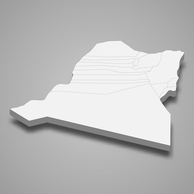 Mapa isométrico 3d de Adrar es una región de Argelia