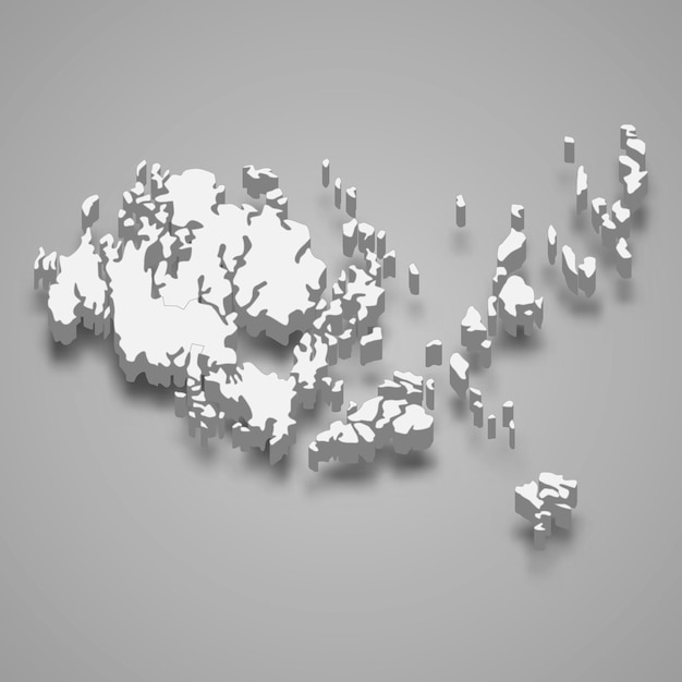 Mapa isométrico 3D de Aland es una región de Finlandia
