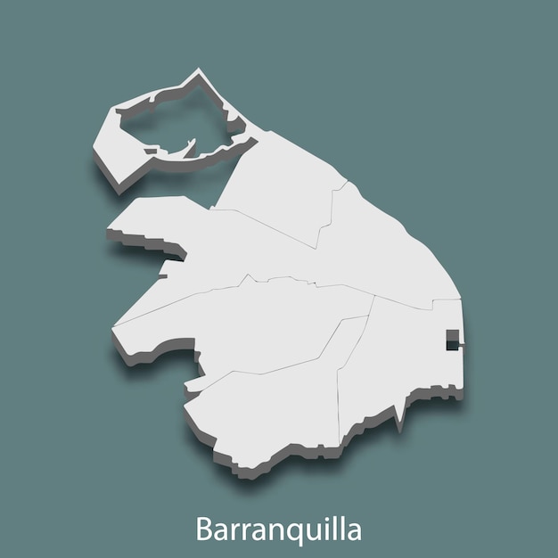 Mapa isométrico 3D de Barranquilla es una ciudad de Colombia