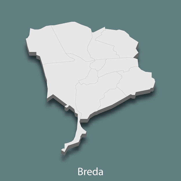 El mapa isométrico 3D de Breda es una ciudad de los Países Bajos