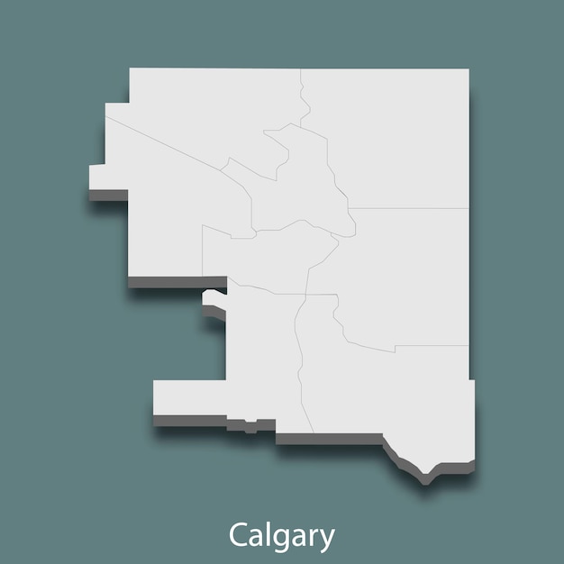 El mapa isométrico 3D de Calgary es una ciudad de Canadá