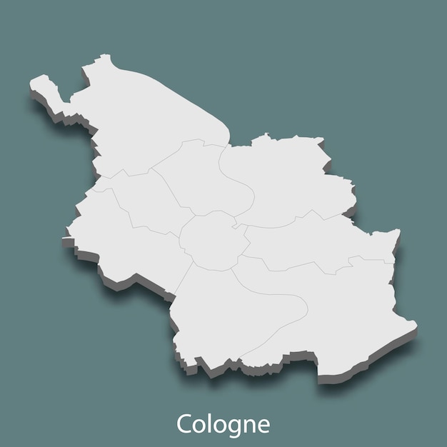 El mapa isométrico 3D de Colonia es una ciudad de Alemania