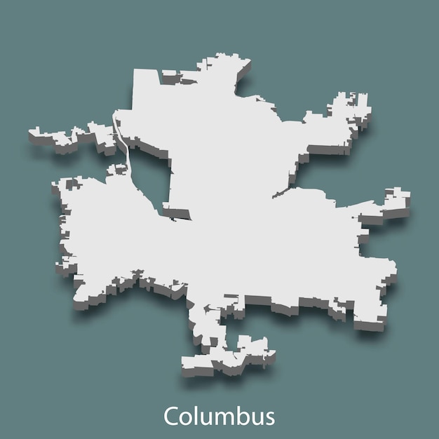 El mapa isométrico 3d de Columbus es una ciudad de Estados Unidos